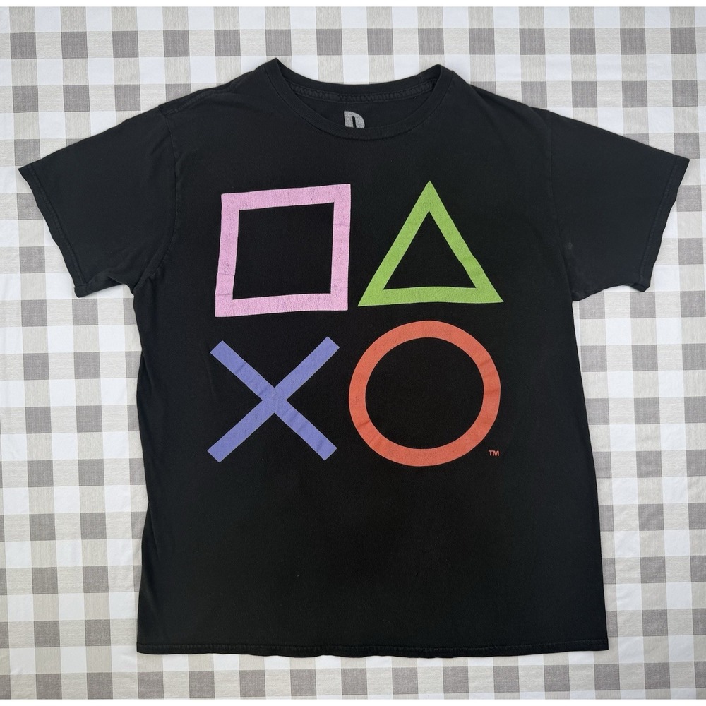 PlayStation Logo T Shirt Sony PS Gamer Graphic Tee Black Size L
